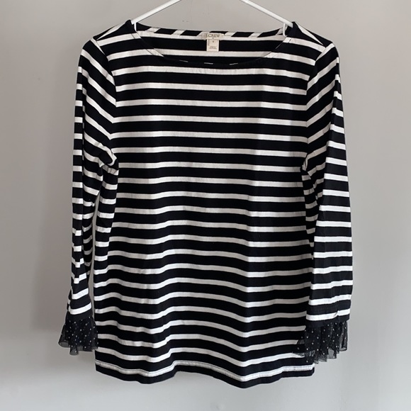 J. Crew tulle cuff striped top - Picture 2 of 5